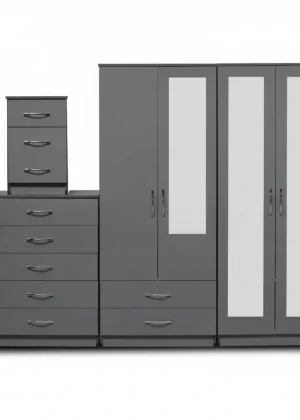2-FULL, 1-HALF MIRROR 4 DOOR WARDROBE SET (Assembled)