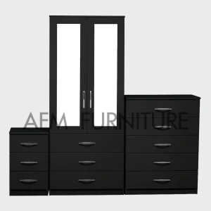 2-HALF MIRROR 2 DOOR WARDROBE SET (Assembled)