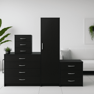 1 Door Wardrobe Set Black ( Assembled )