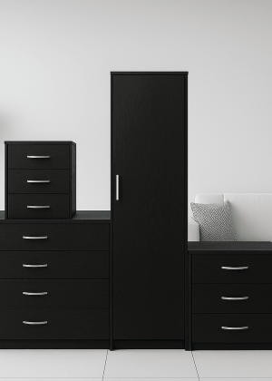 1 Door Wardrobe Set Black ( Assembled )
