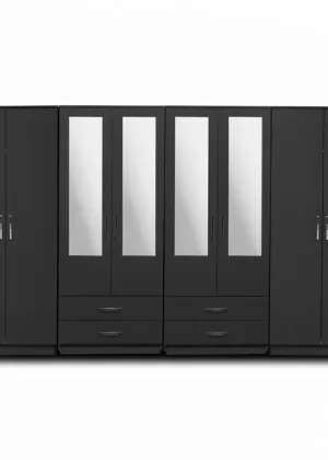 4-HALF MIRROR WITH 4-BOTTOM DRAWERS 8 DOOR WARDROBE (Assembled)