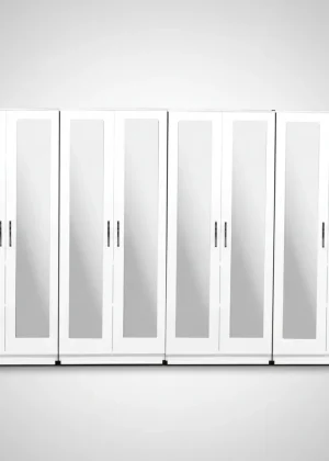 8-FULL MIRROR 8 DOOR WARDROBE (Assembled)