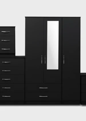 1-HALF MIRROR 3 DOOR WARDROBE ( Assembled)