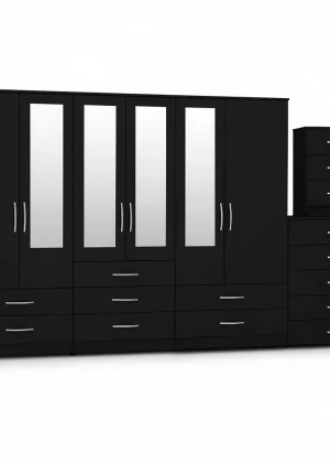 4-HALF MIRROR 6 DOOR WARDROBE (Assembled)