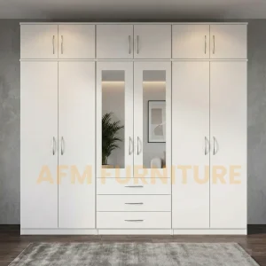 2-HALF MIRROR 6 TopBox 6 DOOR WARDROBE (Assembled)