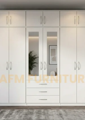 2-HALF MIRROR 6 TopBox 6 DOOR WARDROBE (Assembled)